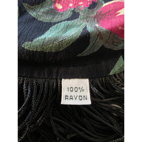Women's Unbranded Floral Rayon Scarf One Size Black Red - Picture 6 of 6